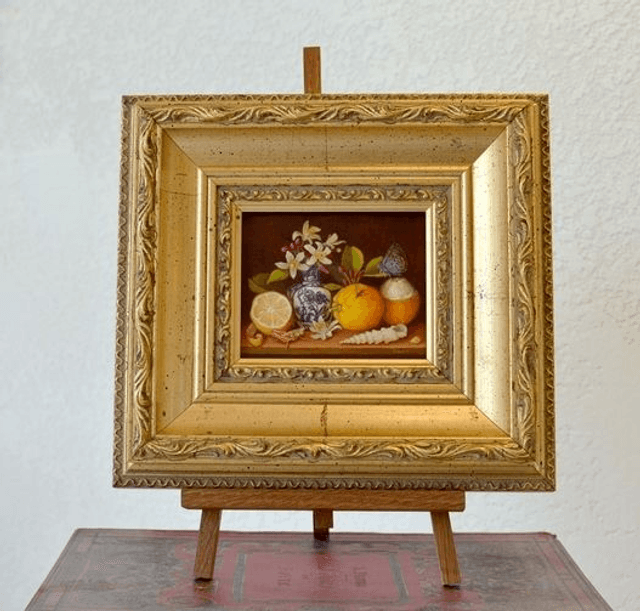 Still life with lemons, cricket and seashell