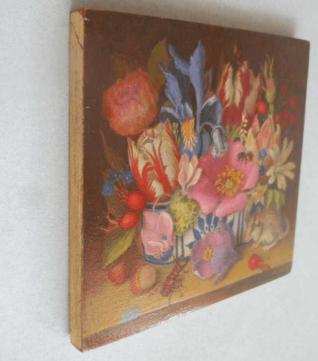 Sill life with bouquet and dormouse